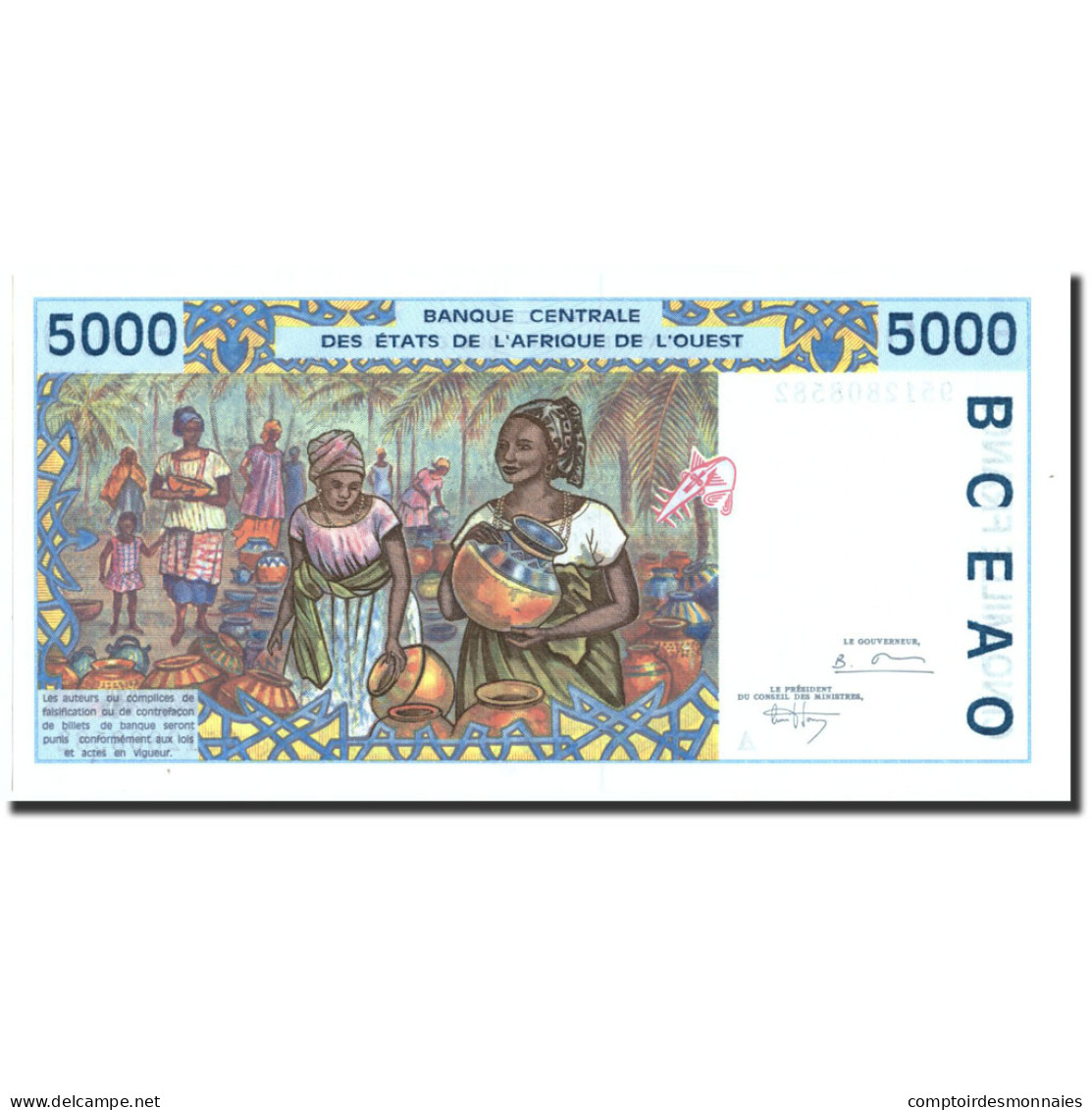 Billet, West African States, 5000 Francs, Undated (1992-2003), Undated - États D'Afrique De L'Ouest