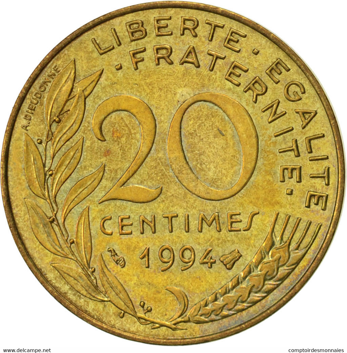 Monnaie, France, Marianne, 20 Centimes, 1994, Paris, TTB, Aluminum-Bronze - Other & Unclassified