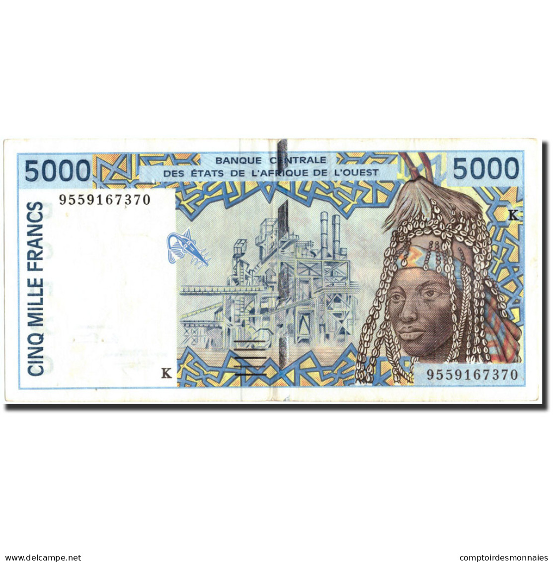 Billet, West African States, 5000 Francs, 1995, 1995, KM:713Kd, TTB+ - États D'Afrique De L'Ouest