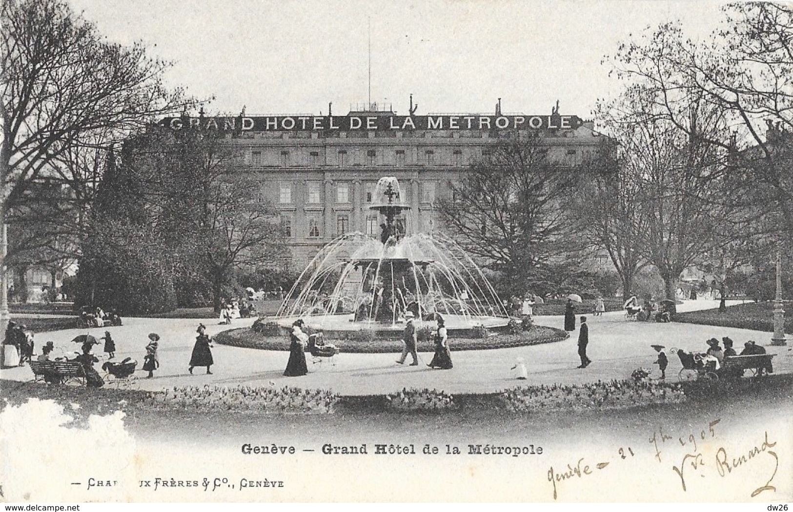 Genève - Grand Hôtel De La Métropole, Fontaine - Carte Charnaux Frères - Alberghi & Ristoranti