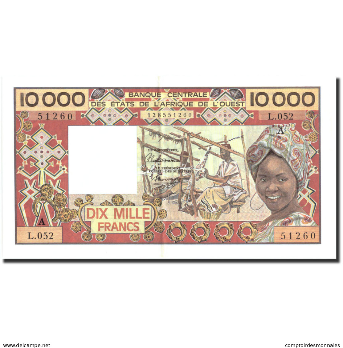 Billet, West African States, 10,000 Francs, Undated (1977-92), Undated - West African States