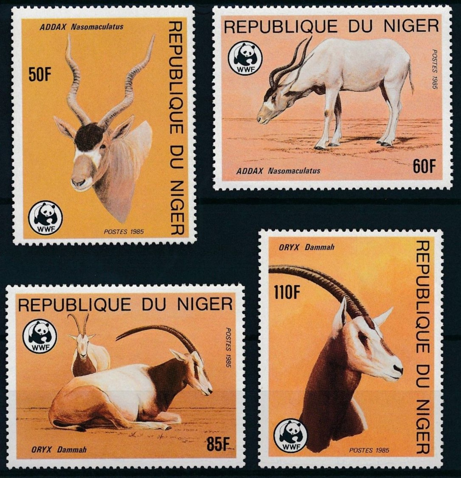 WWF Niger Desert Antelopes Wüstenantilopen Addax Oryx 1985 4v MNH - Ungebraucht