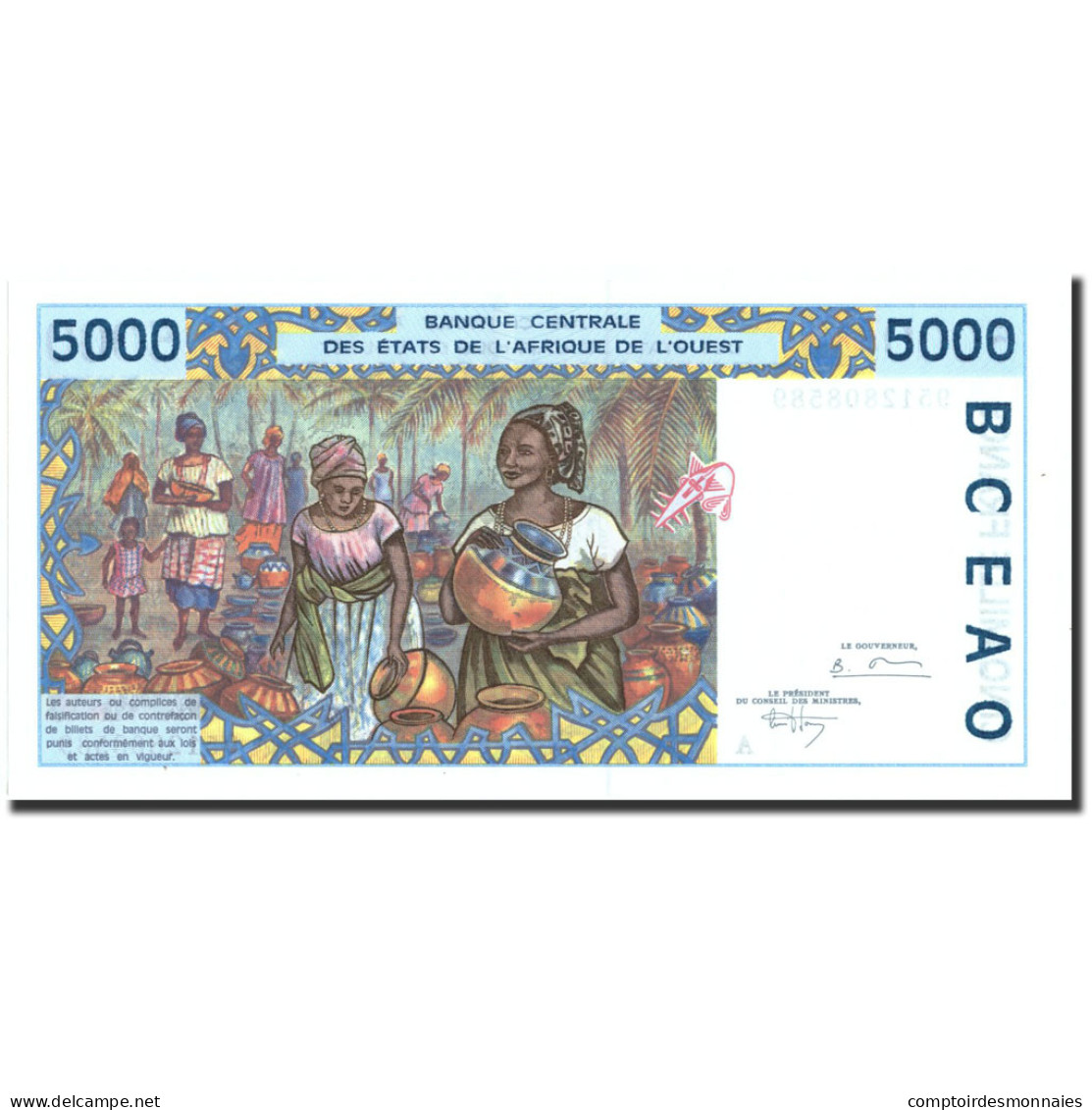 Billet, West African States, 5000 Francs, Undated (1992-2003), Undated - West African States