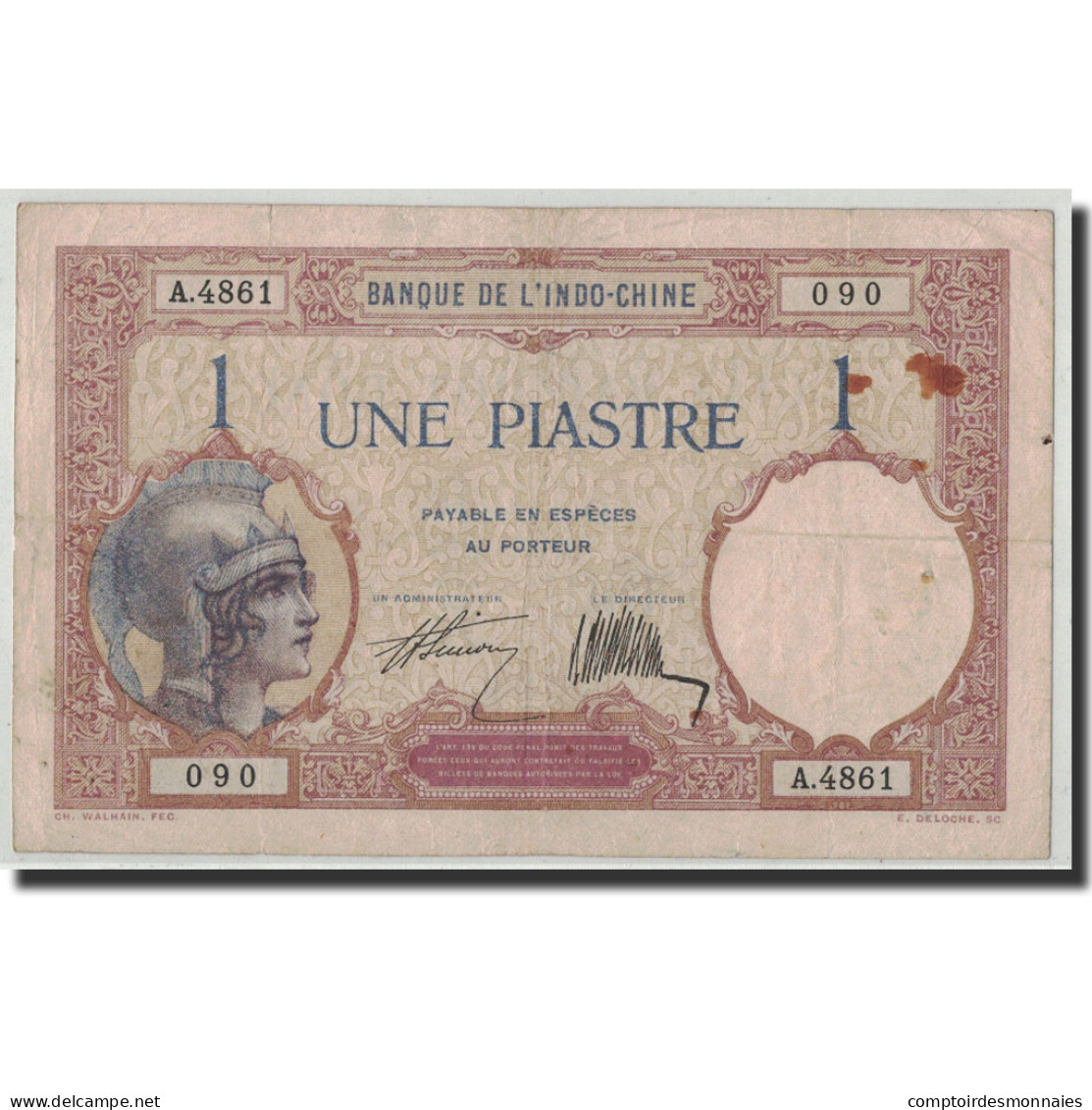 Billet, FRENCH INDO-CHINA, 1 Piastre, Undated (1927-31), KM:48b, TB+ - Indochine
