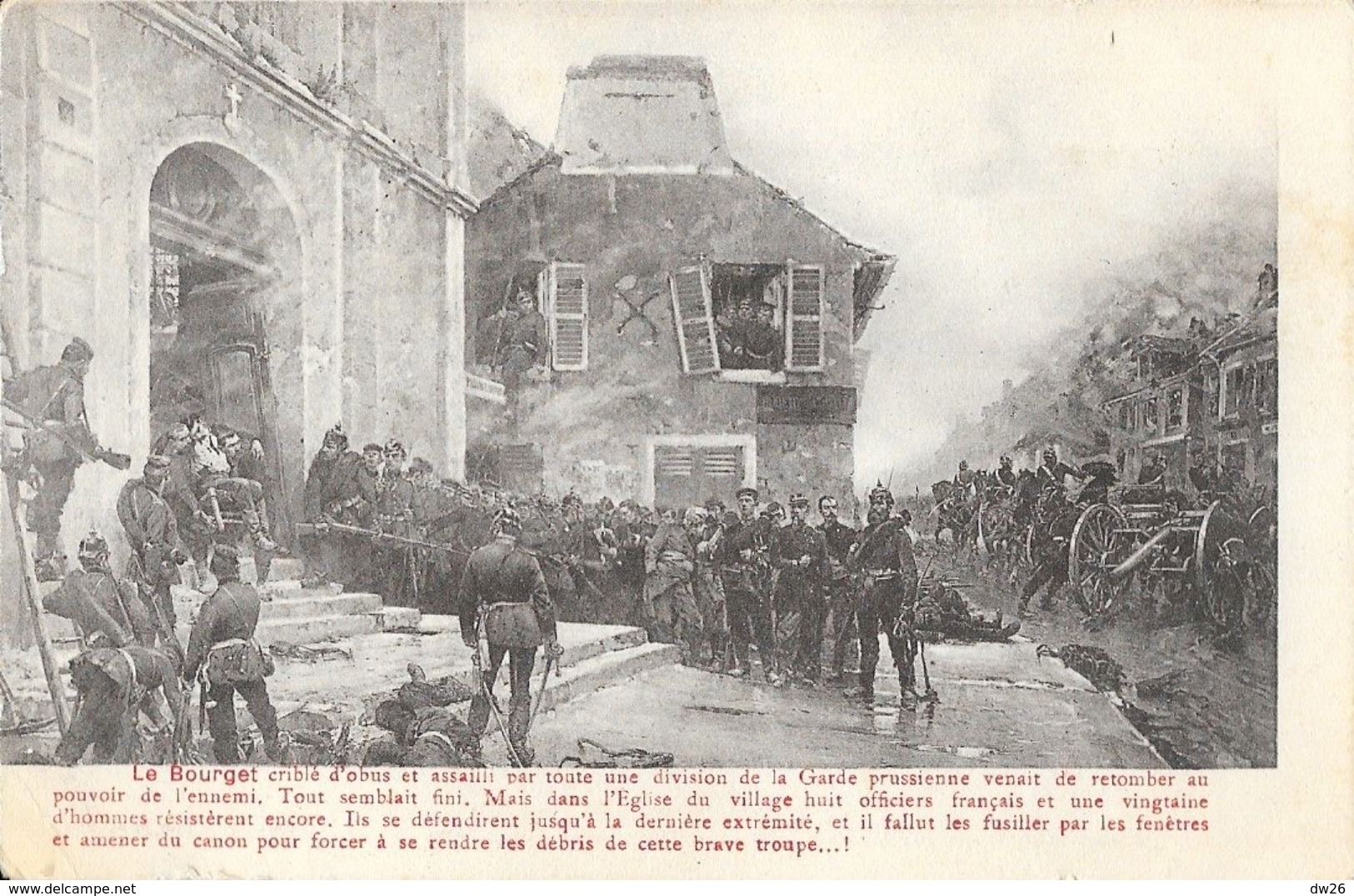 Bataille Du Bourget 1870 - Garde Prussienne, Officiers Français Dans L'Eglise Du Village Le Bourget - Carte Non Circulée - Other Wars