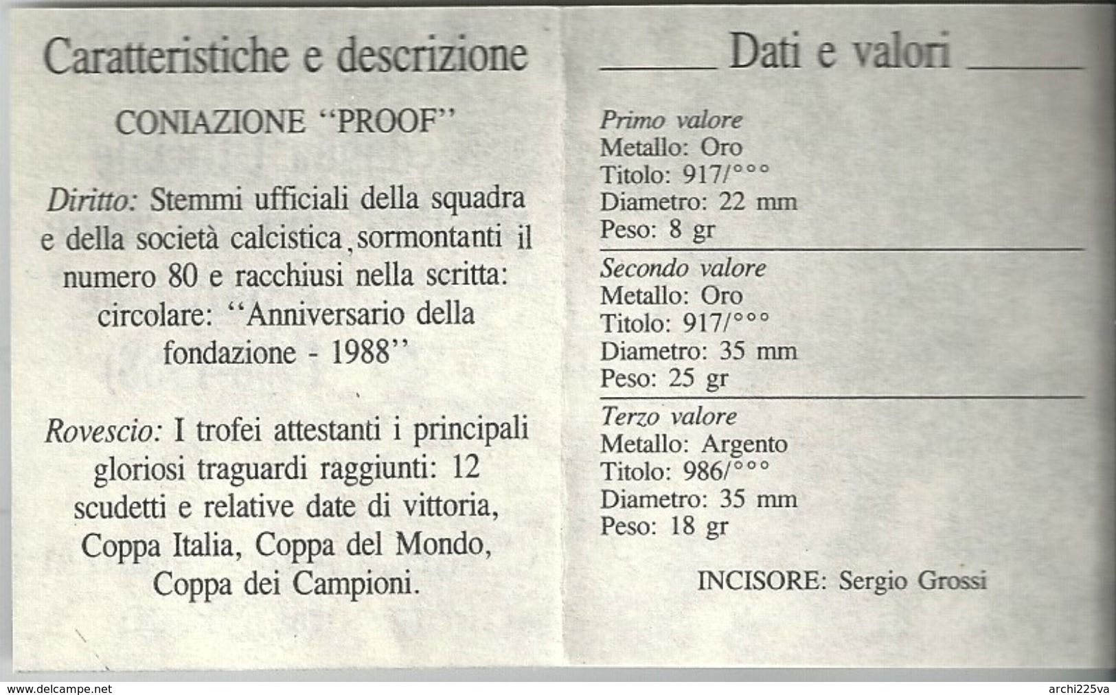 ITALIA 1988 - INTER calcio 80° FC INTERNAZIONALE FDC PROOF  Argento / Argent / Silver  986 / 1000 - confezione originale