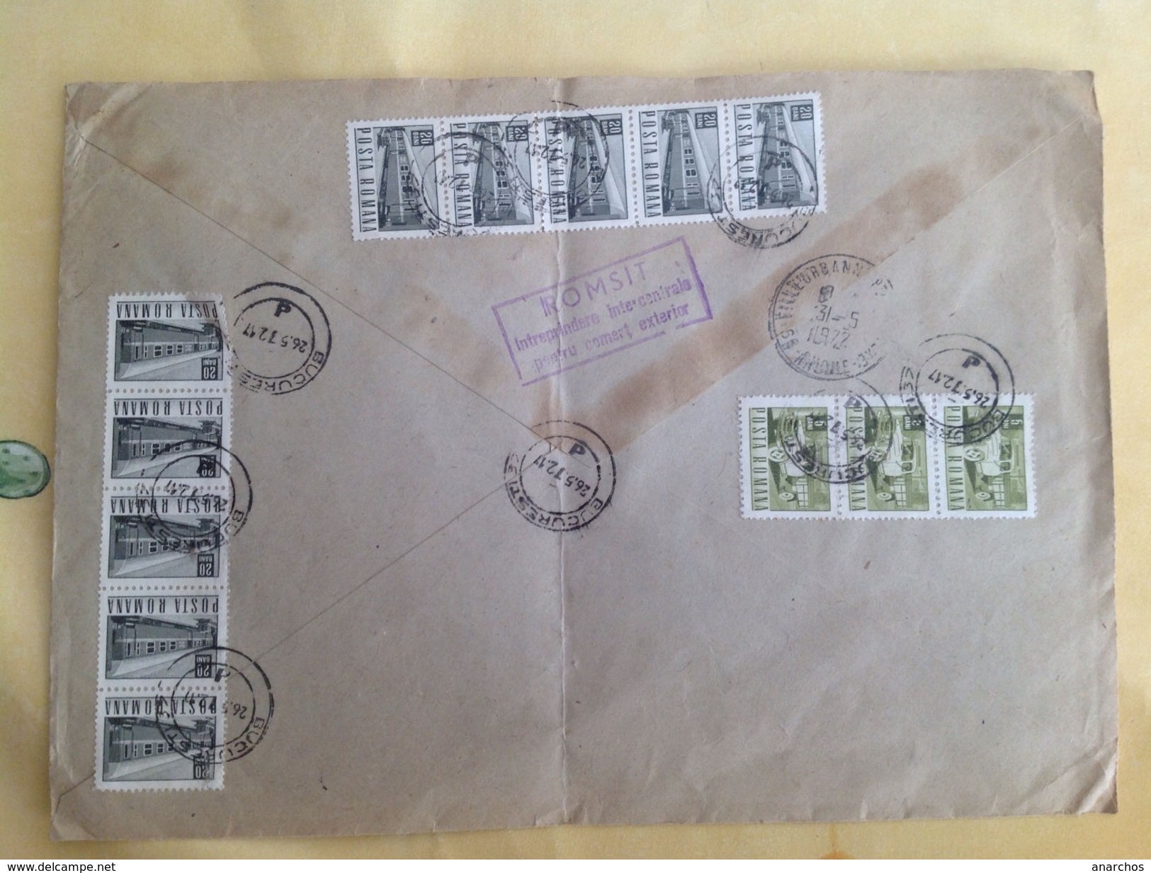 Bucarest Pour Villeurbanne Bucuresti 1972 Recommandé Avion Romsit - Postmark Collection