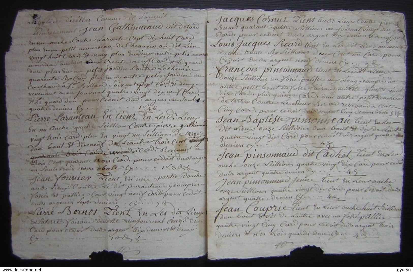 1773 Charente, Paroisse D'Aumagne Partage D'héritage, Nombreux Noms 6 Pages, à Voir ! - Manuscrits