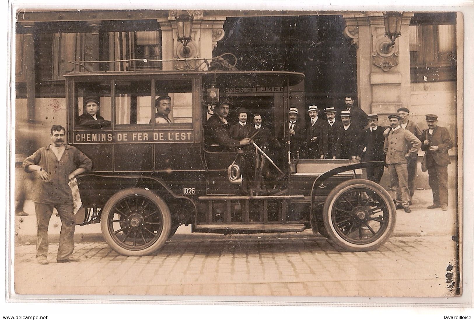 CPA CARTE PHOTO MINI BUS CHEMINS DE FER DE L EST SUPERBE GROS PLAN NON SITUEE RARE !! - Bus & Autocars