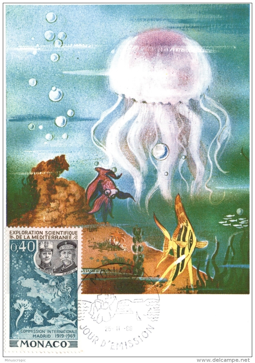 CM Monaco - Exploration Scientifique De La Méditerranée - 25/11/1969 - Maximum Cards