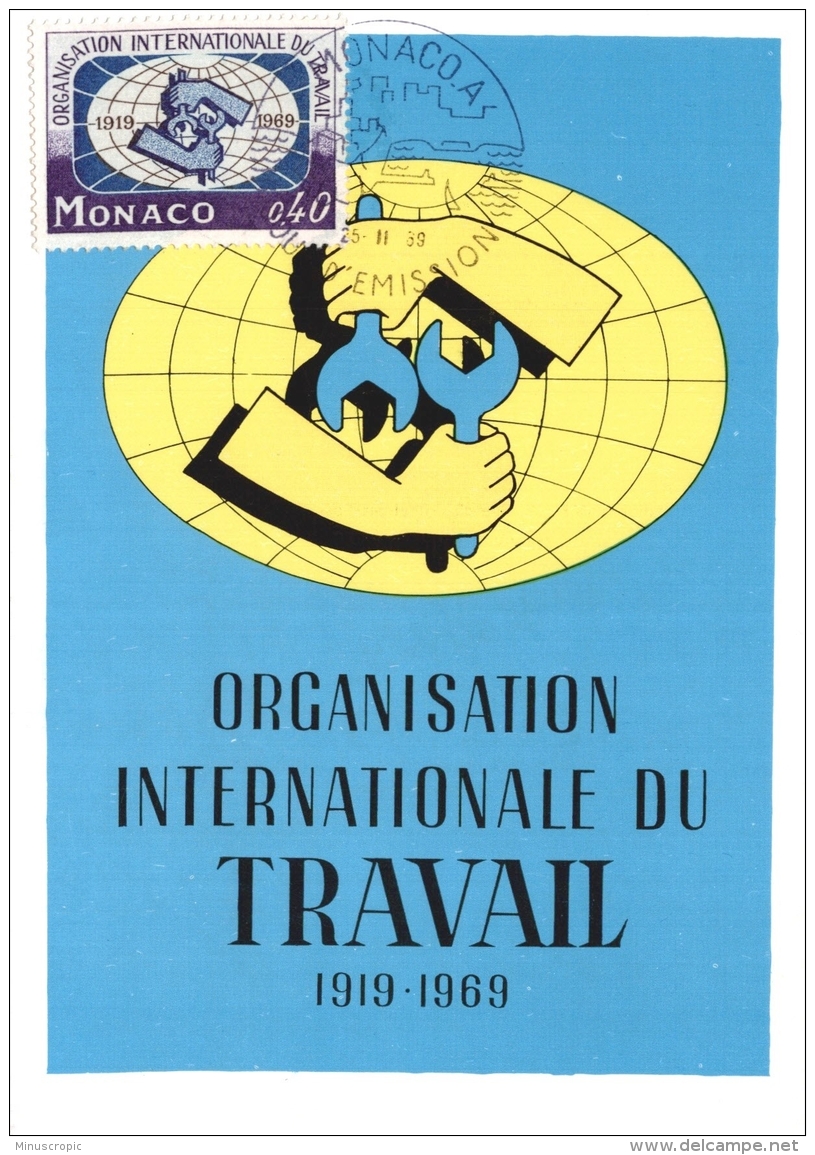 CM Monaco - Organisation Internationale Du Travail - 25/11/1969 - Maximumkarten (MC)