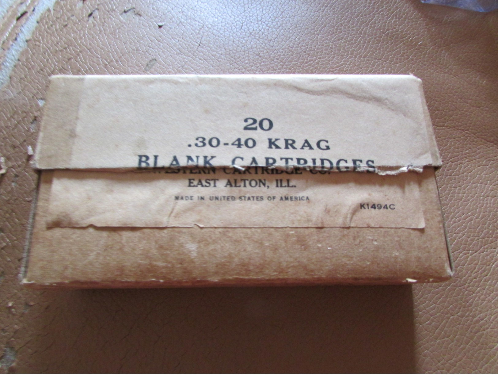 Empty WW1 U.S. Krag Rifle Blank Cartridge Box - 1914-18