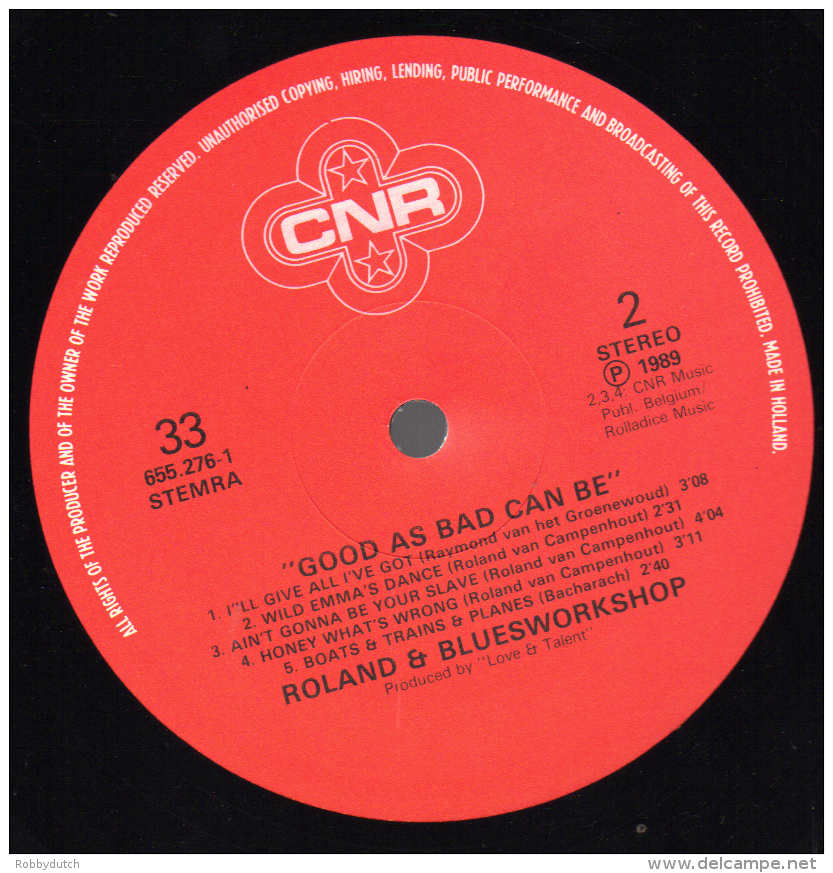* LP *  ROLAND &amp; BLUESWORKSHOP - GOOD AS BAD CAN BE (Holland 1989 M!!!) - Blues
