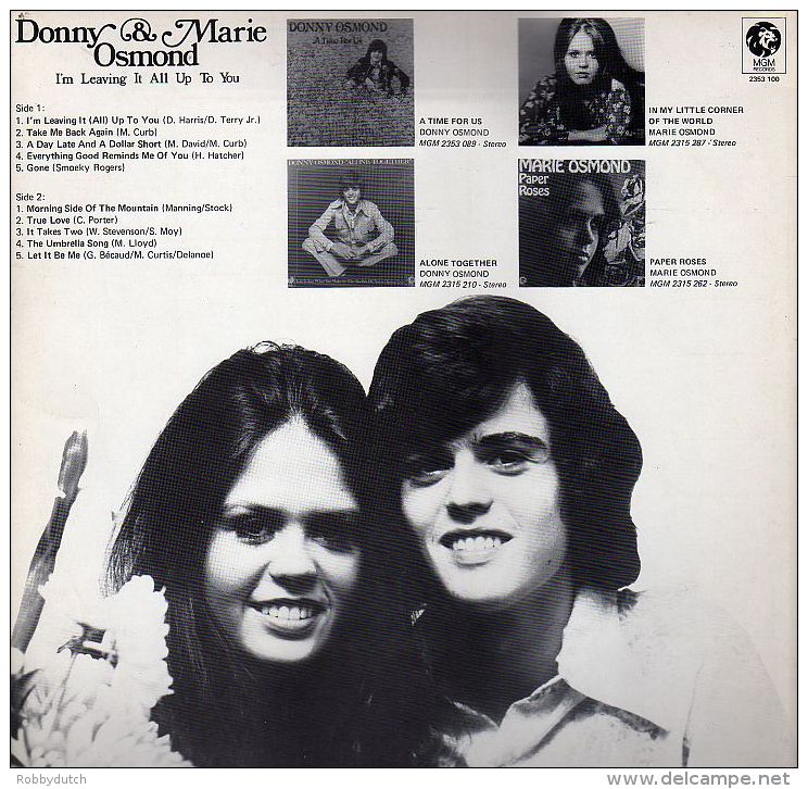 * LP *  DONNY &amp; MARIE OSMOND - I'M LEAVING IT ALL UP TO YOU (Holland 1974 EX-!!!) - Disco, Pop