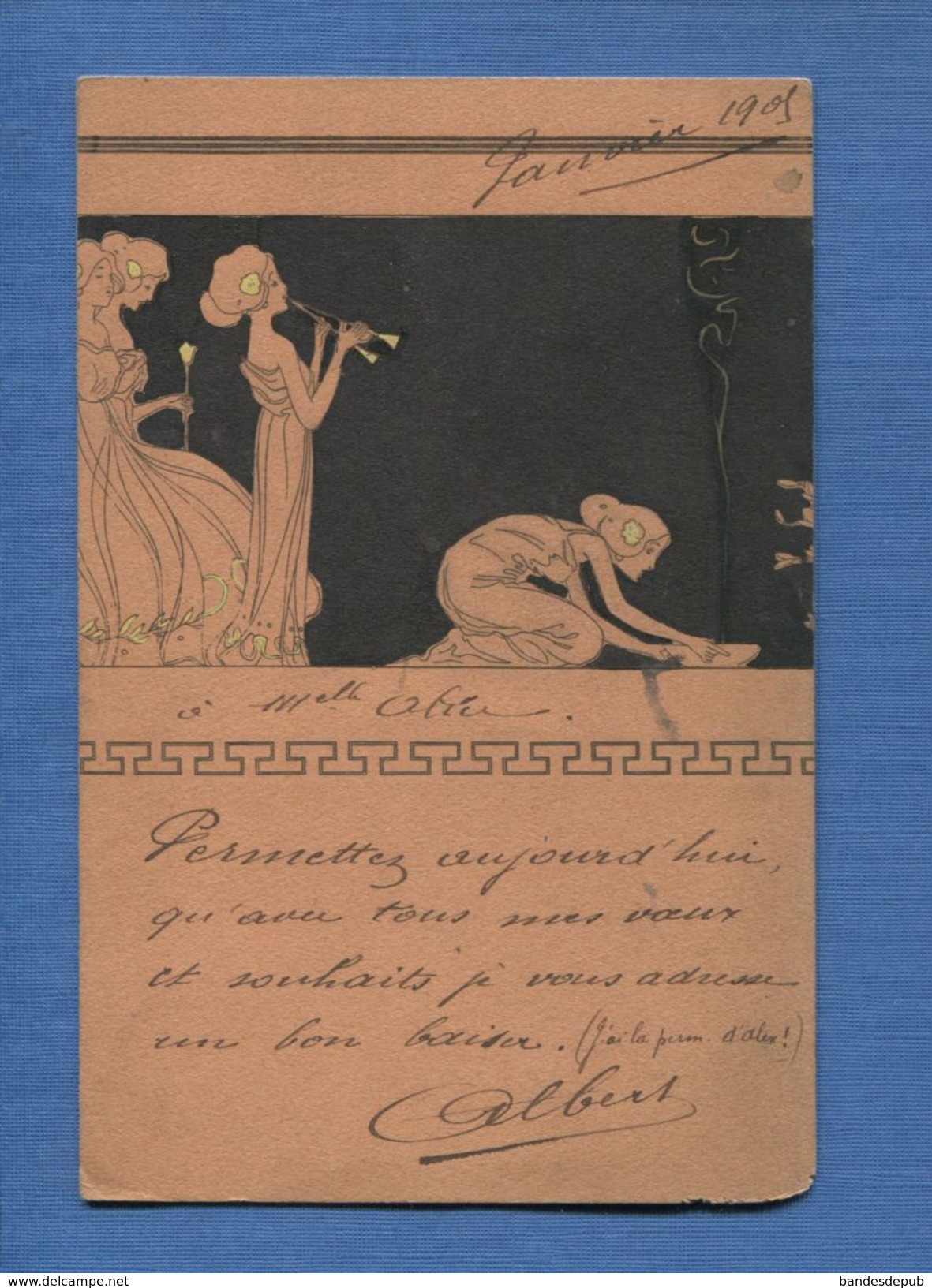 RARE CPA KIRCHNER SERIE GRECE ANTIQUE  TECHNIQUE POCHOIR VOYAGÉ 1905 BACCARAT - Kirchner, Raphael