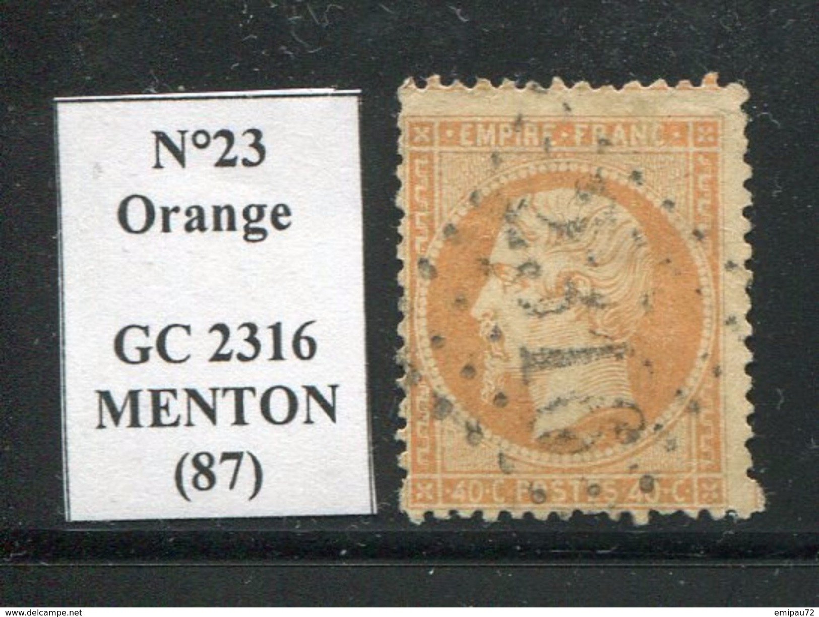 FRANCE- Y&T N°23- GC 2316 (MENTON 87) - Sonstige & Ohne Zuordnung