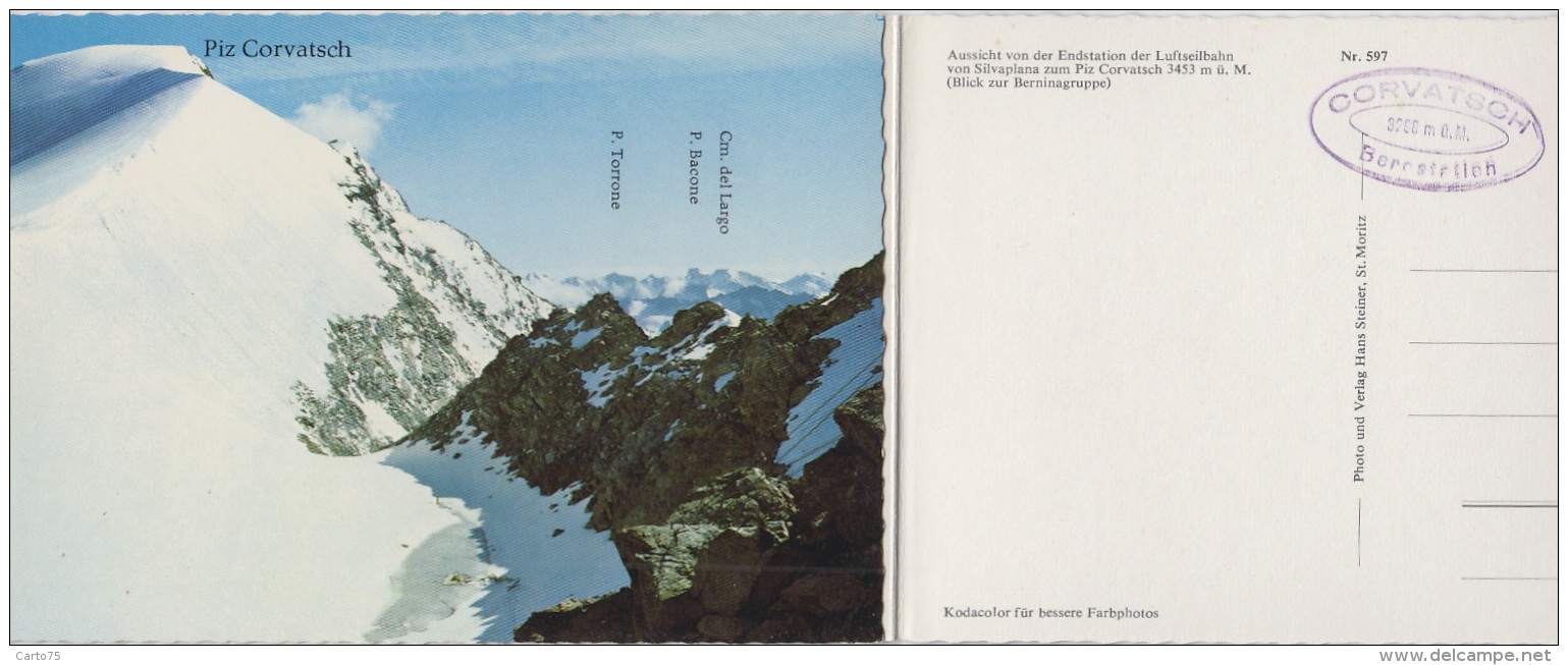 Suisse - Aussicht Von Der Endstation Der Luftseilbahn Von Silvaplana - Piz Corvatsch - Carte 3 Volets - Silvaplana