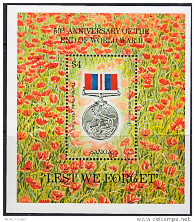 B0651 SAMOA 1995, SG MS965 50th Anniv End Of 2nd World War 'Lest We Forget', MNH - Samoa