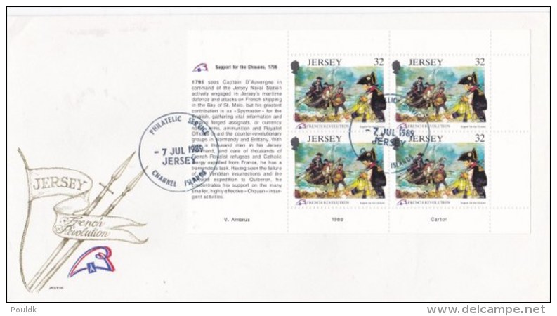 Jersey FDC 1989 French Revolution Booklet Pane (LAR5-32) - Franz. Revolution