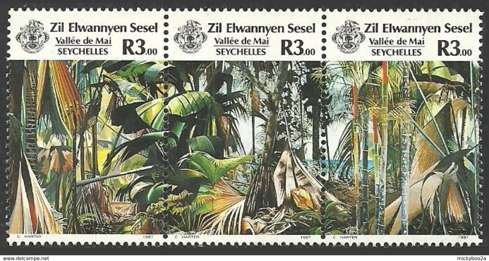 ZES ZIL ELWAGNE SESEL 1987 TOURISM VALLEE DE MAI TREES PALMS FERNS SET MNH - Seychelles (1976-...)