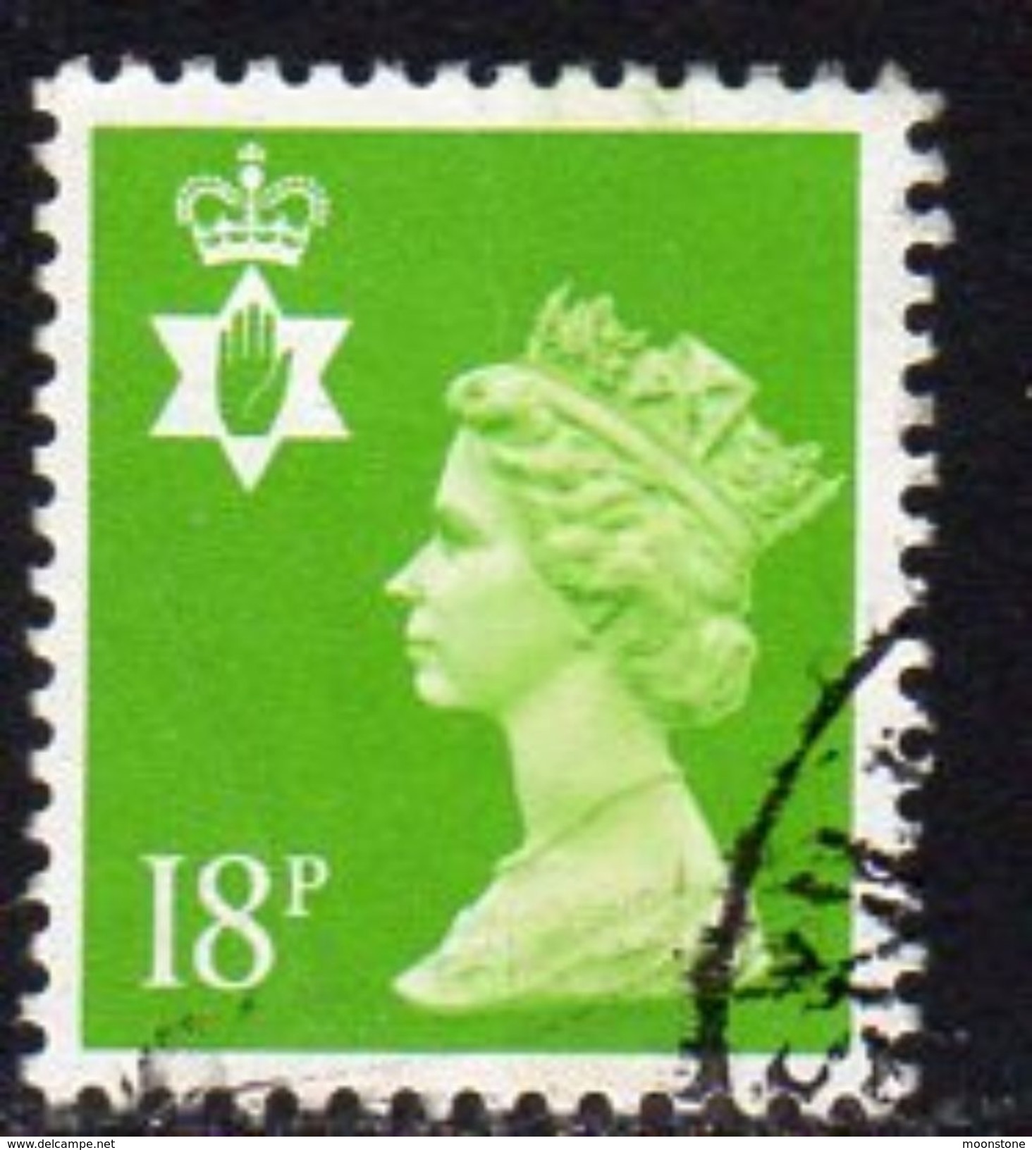 GB N. Ireland 1971-93 18p Green Centre Band P. 14 Questa Regional Machin, Used, SG 47a - Irlanda Del Norte