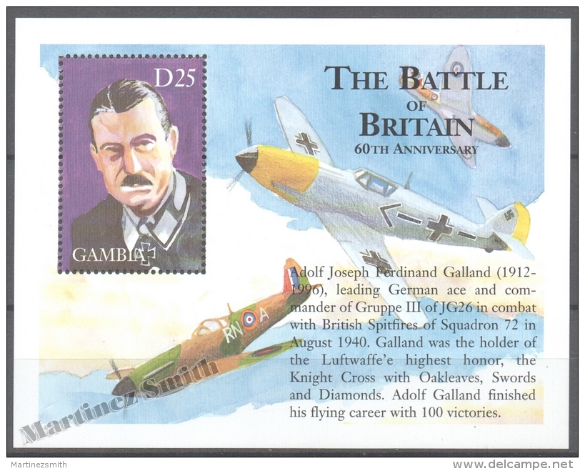 Gambia - Gambie 2000 Yvert BF 494L, 60th Ann. Of The Battle Of Britain - Miniature Sheet - MNH - Gambia (1965-...)