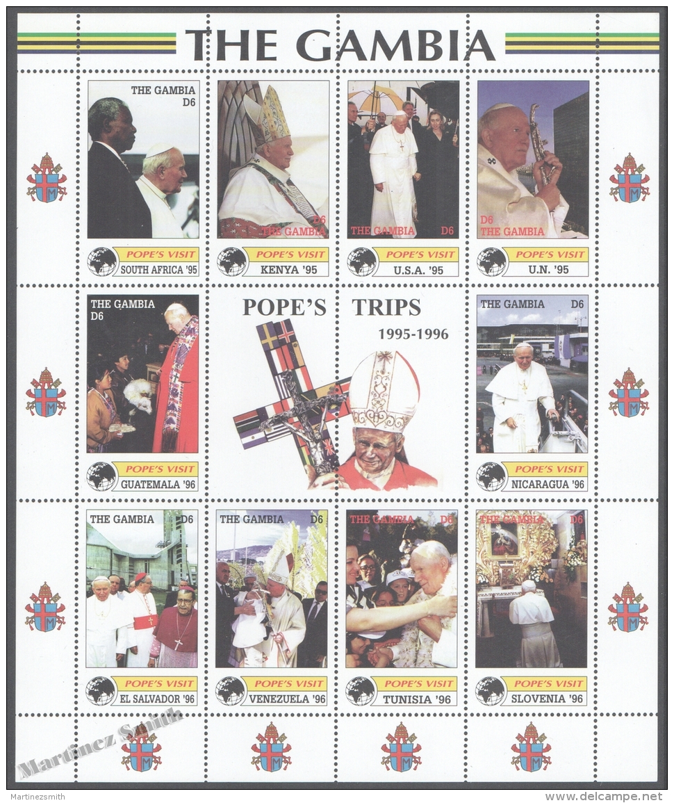 Gambia - Gambie 2000 Yvert 3105-14, Pope John Paul II Visits (IV) - Sheetlet - MNH - Gambia (1965-...)