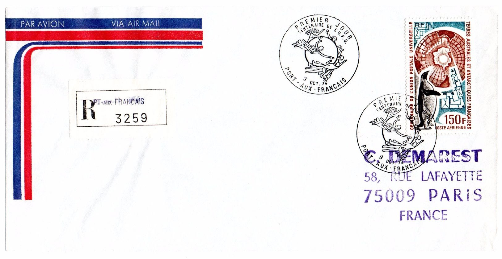 TAAF - PA N° 37 - FDC 1974 - Covers & Documents