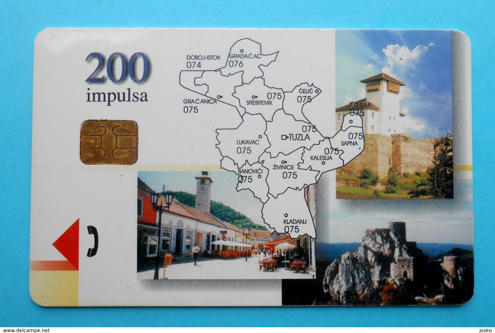 TUZLA  - Bosnia And Herzegovina Old Rare Chip Card 200. Units * Castle - Map - Maps - Town - Bosnia