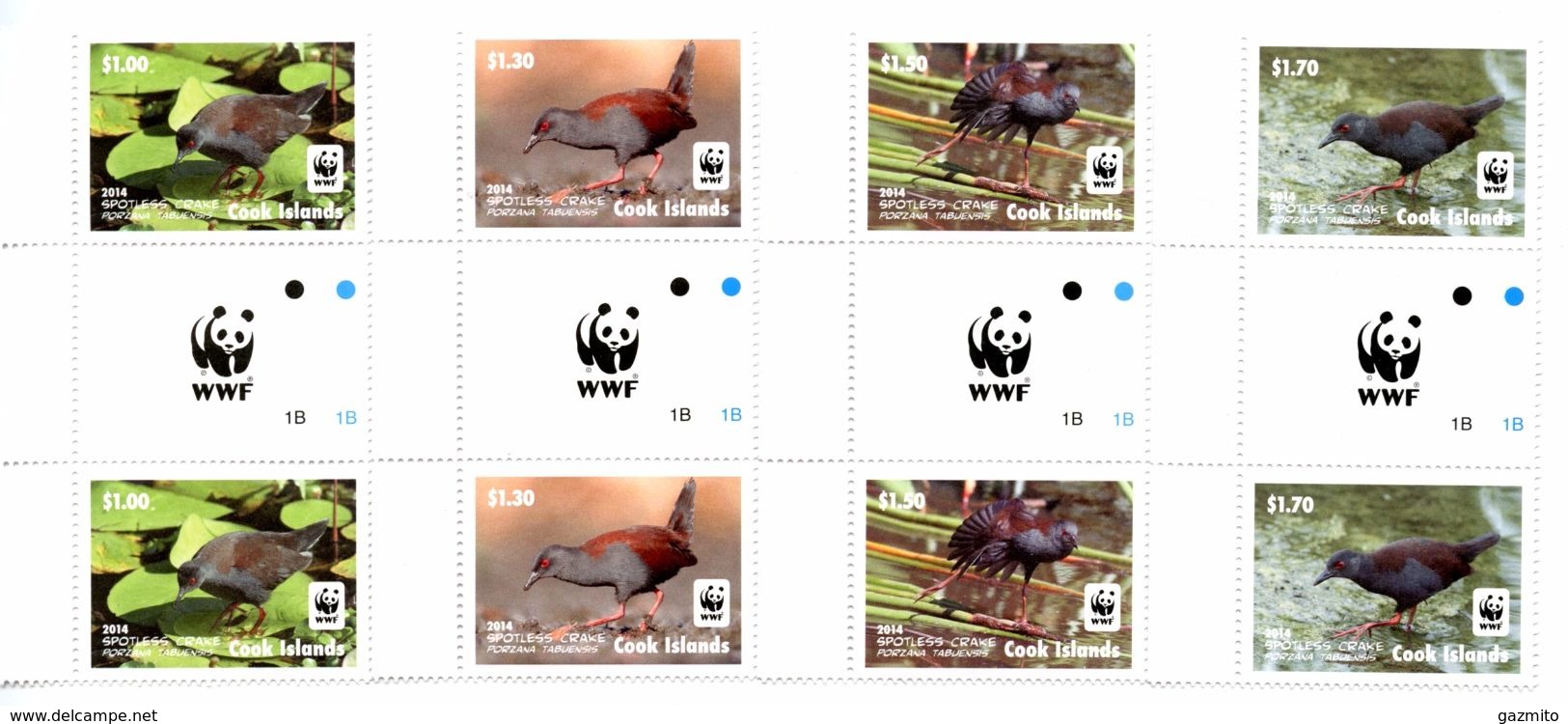 Cook 2014, WWF, Birds, 4val X2 In Gutter Pair With Logo - Albatros