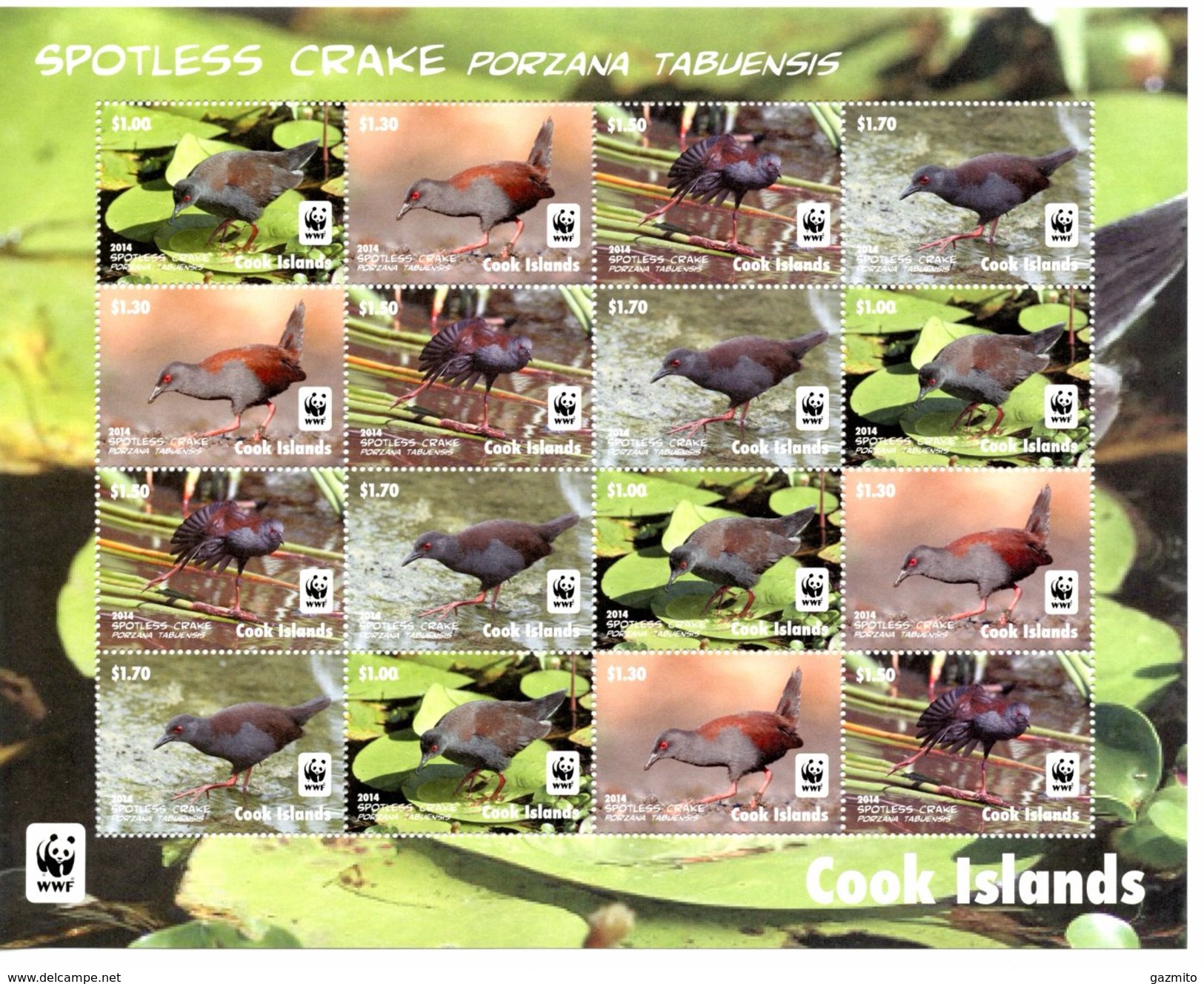 Cook 2014, WWF, Birds, 4val X4 In Sheetlet - Albatros