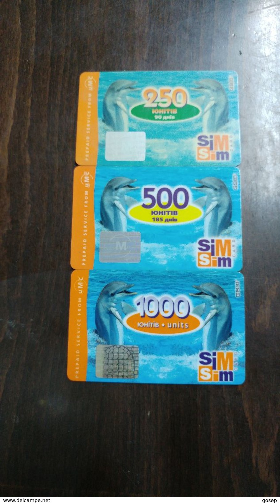 Russia-sim Sim Card G.s.m-DOLPHIN-((250,500,1000)-(3cards)-(set A)-used +1card Prepiad Free - Delphine