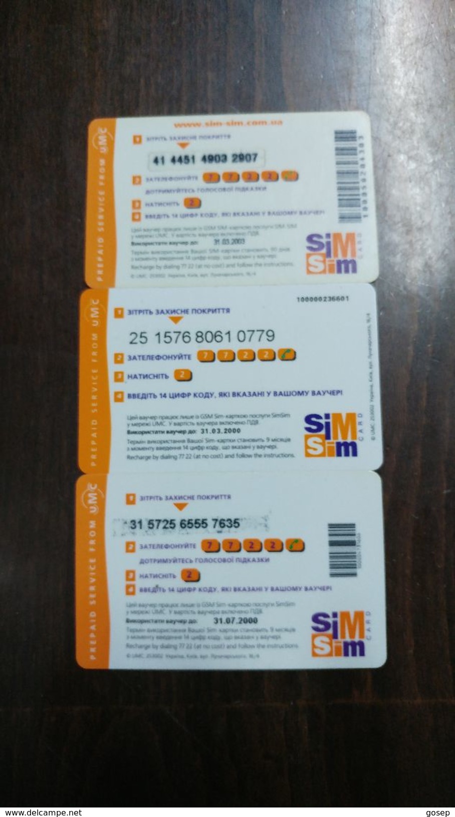 Russia-sim Sim Card G.s.m-DOLPHIN-((250,500,1000)-(3cards)-(set A)-used +1card Prepiad Free - Delphine