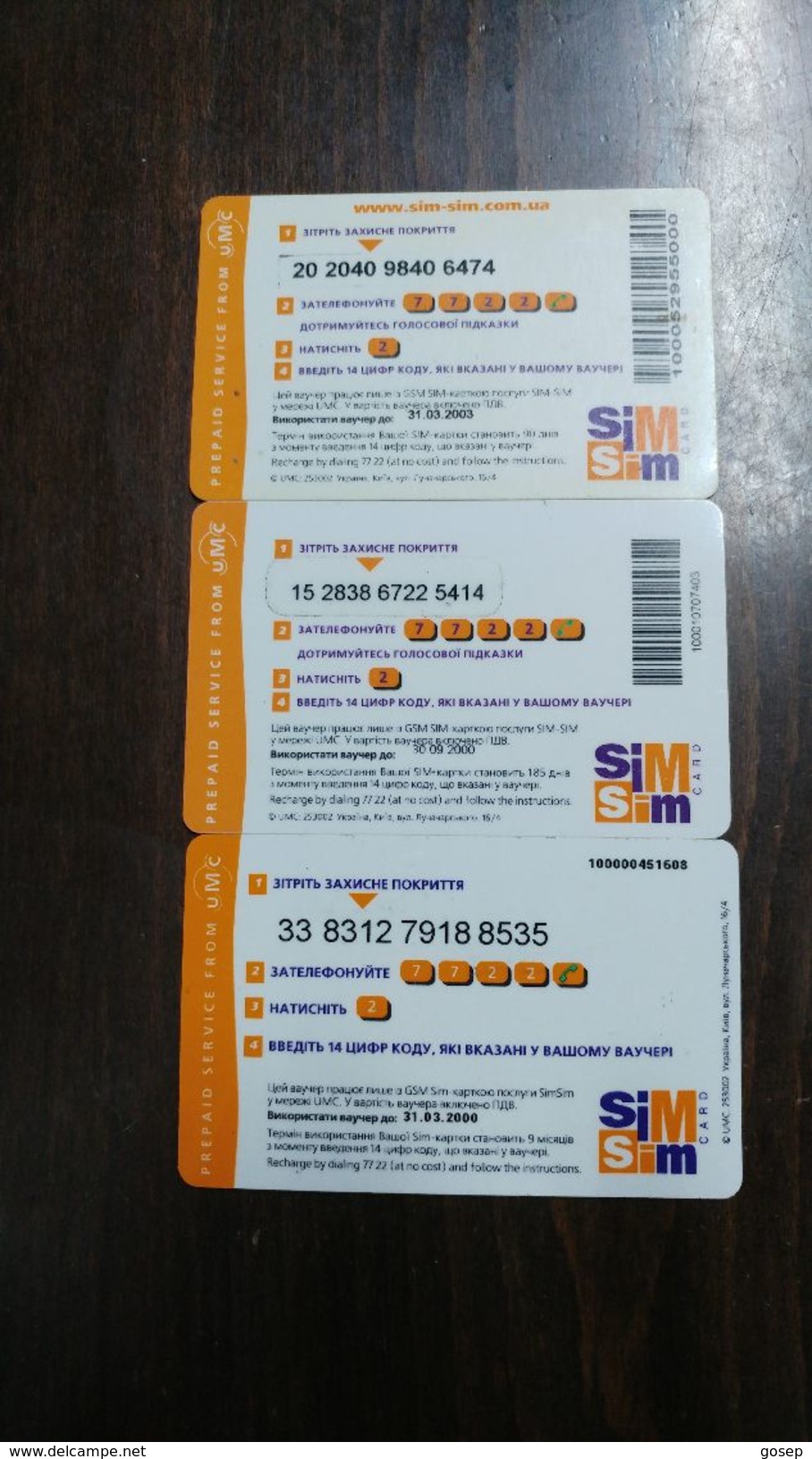 Russia-sim Sim Card G.s.m-DOLPHIN-((250,500,1000)-(3cards)-(set B)-used +1card Prepiad Free - Dolfijnen