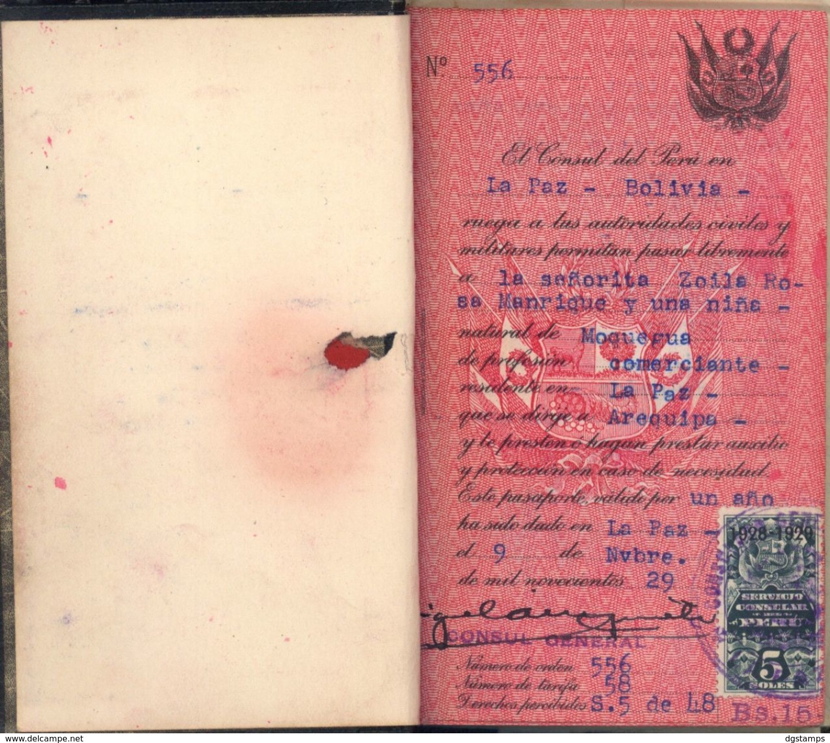 Bolivia-Peru 1928-1938 Pasaporte Peruano En La Paz. 26 Sellos. 17sc. See Desc. - Bolivia