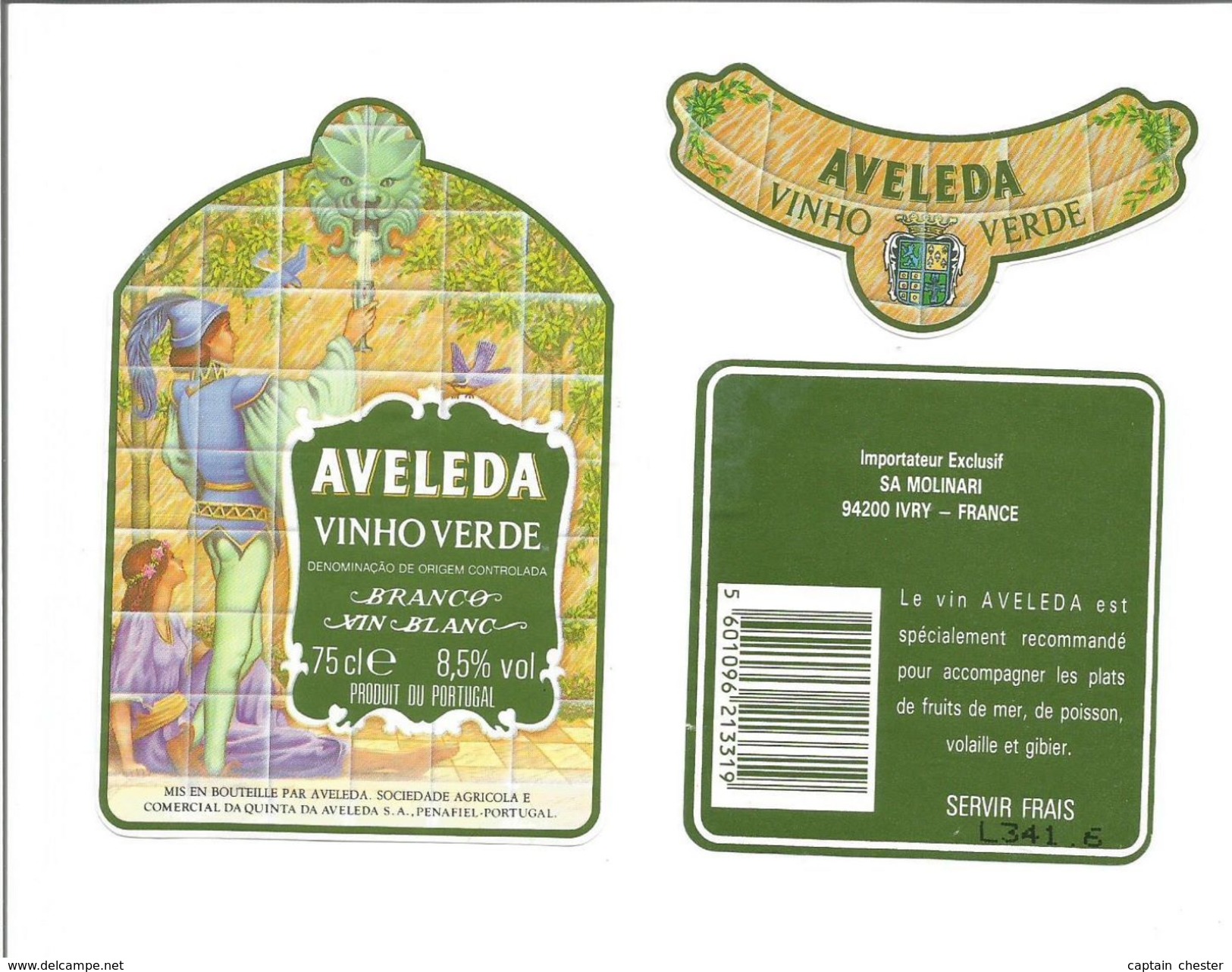 Etiquette VIN DU PORTUGAL - Vinho Verde " AVELEDA " - Blancs