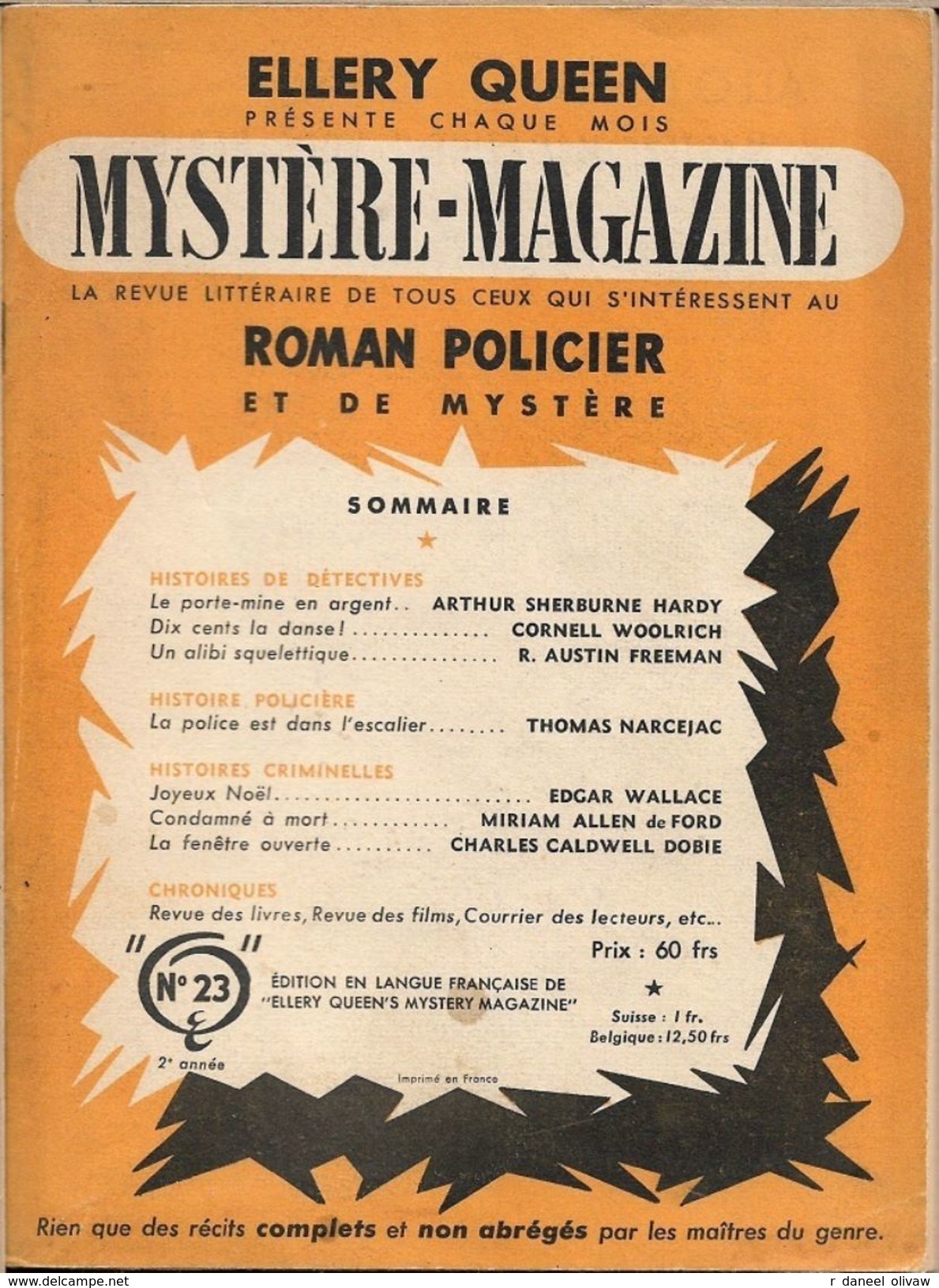 Mystère Magazine N° 23, Décembre 1949 (BE+) - Opta - Ellery Queen Magazine