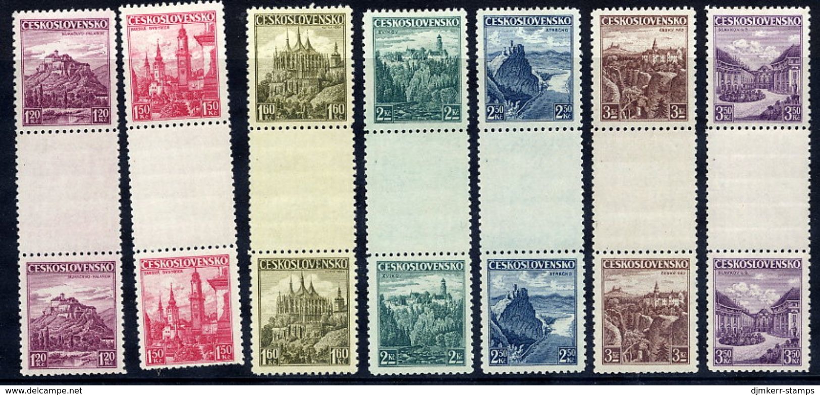 CZECHOSLOVAKIA 1936 Views Definitive In Gutter Pairs, LHM / * .  Michel 351-56 ZS + 386 ZS - Unused Stamps