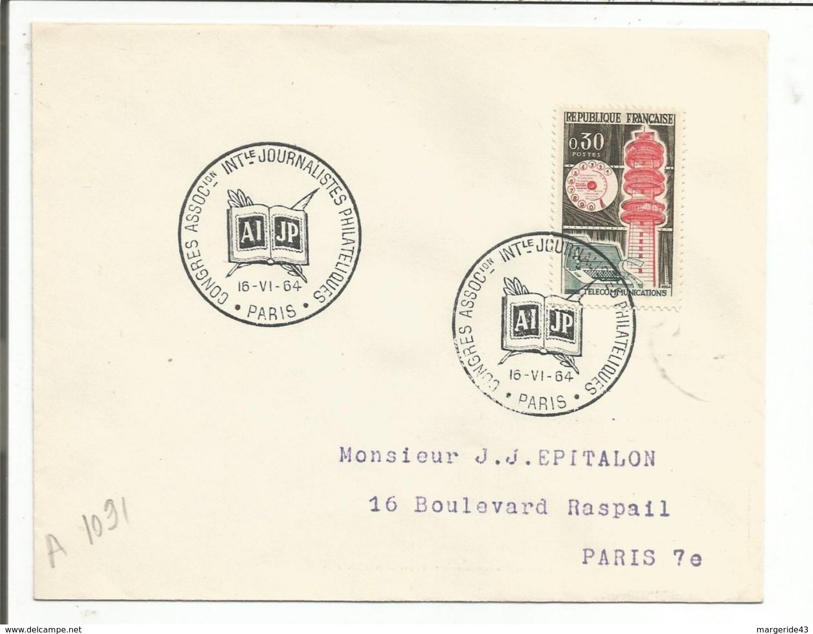 OBLITERATION CONGRES ASSOCIATION INTERNATIONALE JOURNALISTES PHILATELIQUES PARIS 1964 - Commemorative Postmarks