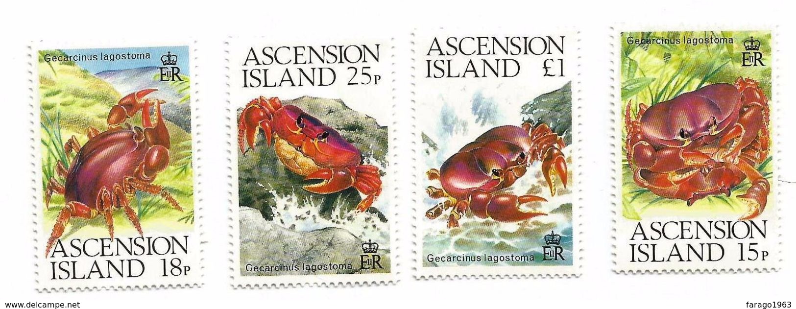 1989 Ascension Crabs Crustaceans   Complete Set Of 4 NH - Ascension (Ile De L')