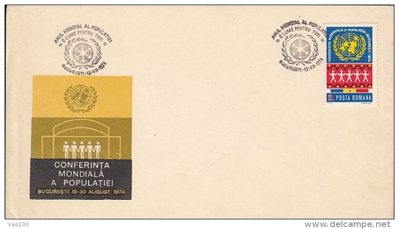 WORLD CONFERENCE ON POPULATION, SPECIAL COVER, 1974, ROMANIA - Brieven En Documenten