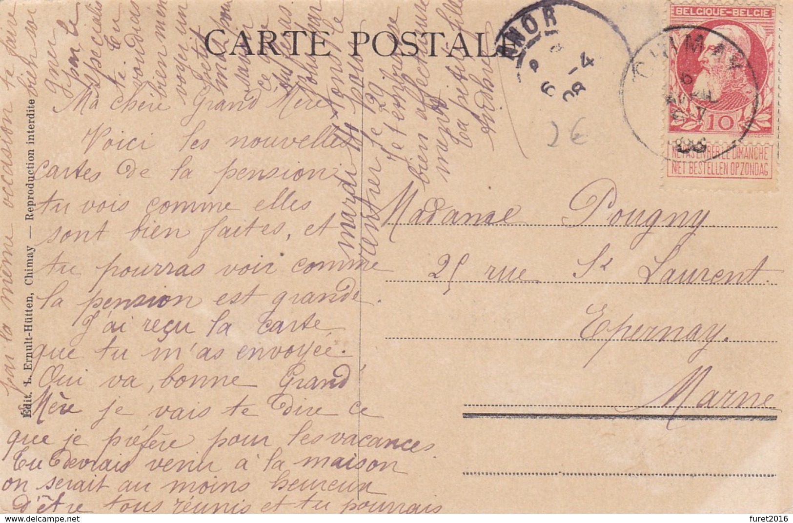 Grosse Barbe : 5 Cartes 1carte Réponse , Anvers Bassins , Chimay , BXL Et Auderghem - 1905 Barba Grossa