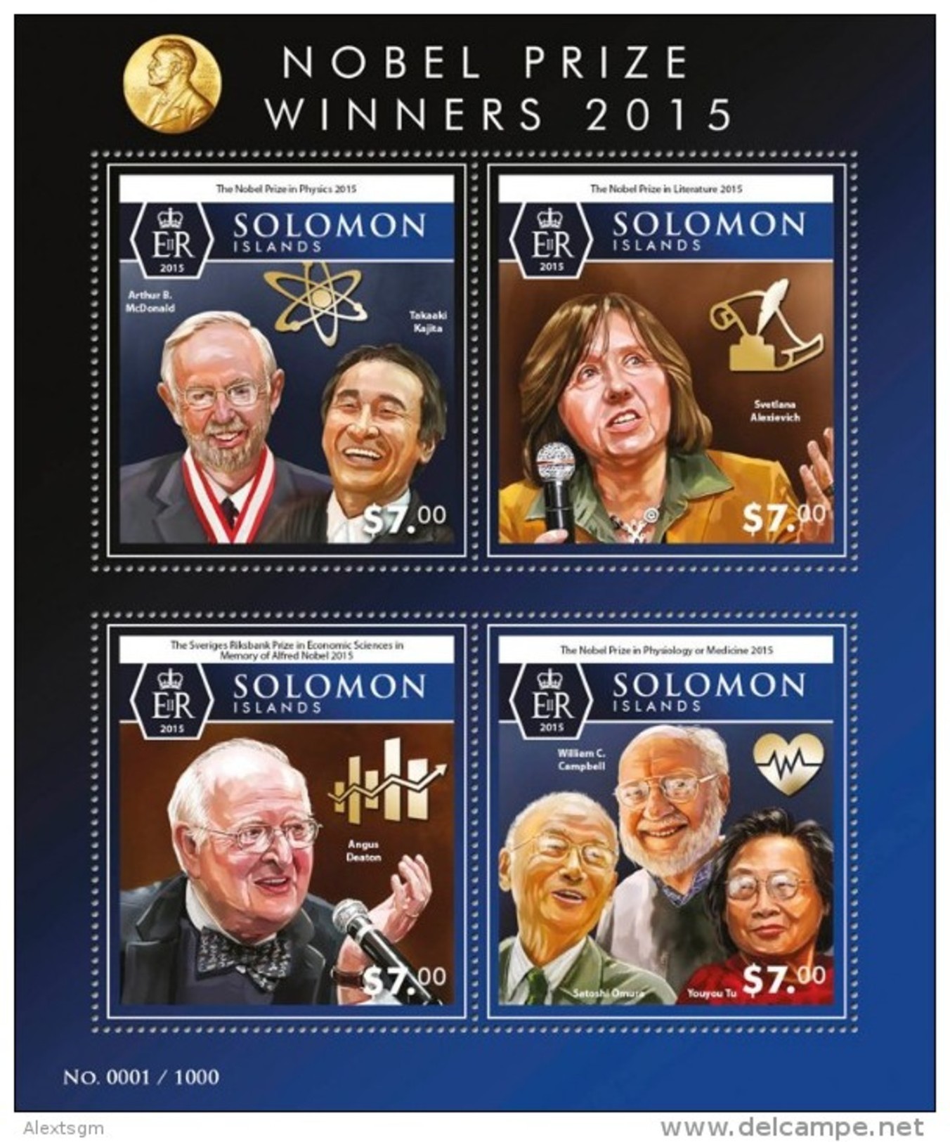 SOLOMON Isl. 2015 - Nobel Prize: W. Campbell, S Omura, Youyou Tu - Medicina