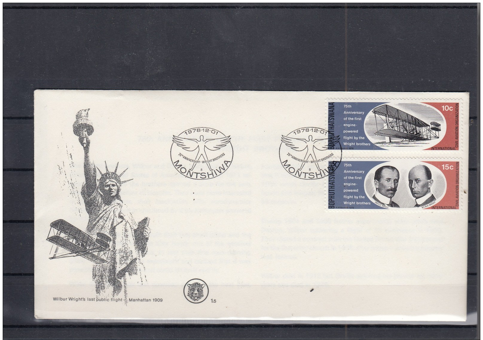 Bophuthatswana Michel Cat.No. FDC 33/34 Wright Brothers - Bophuthatswana