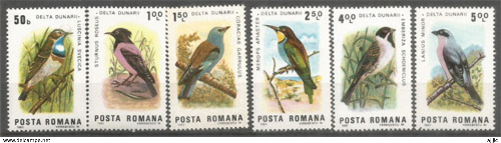 Oiseaux Du Delta: Pie-grièche à Poitrine Rose,Guêpier D'Europe,Gorgebleue à Miroir ,etc. 6 Timbres Neufs ** - Songbirds & Tree Dwellers