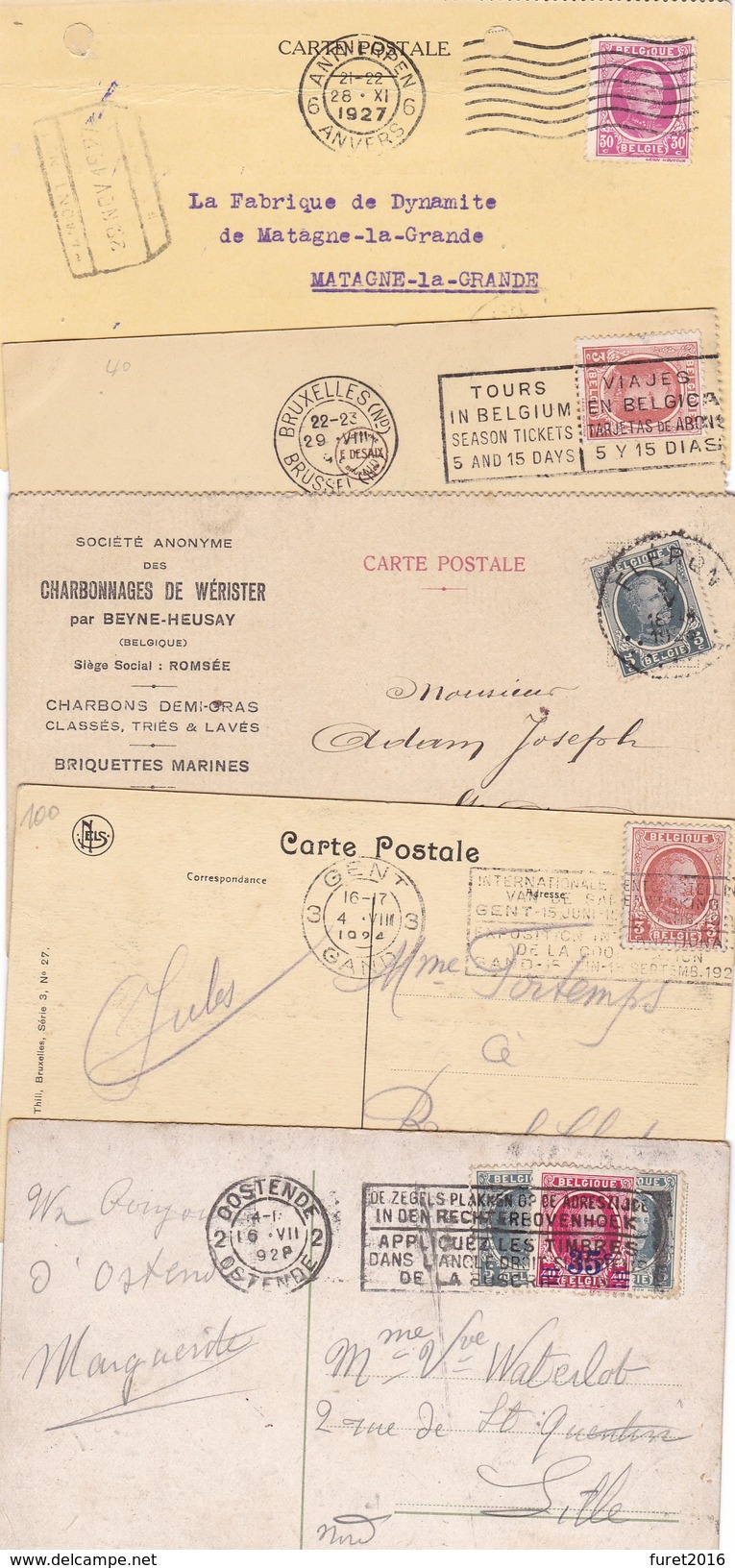 HOUYOUX 5 Cartes 1 Arrivee HAMONT (ob. Chemin De Fer ) ,fleron , .. - 1922-1927 Houyoux