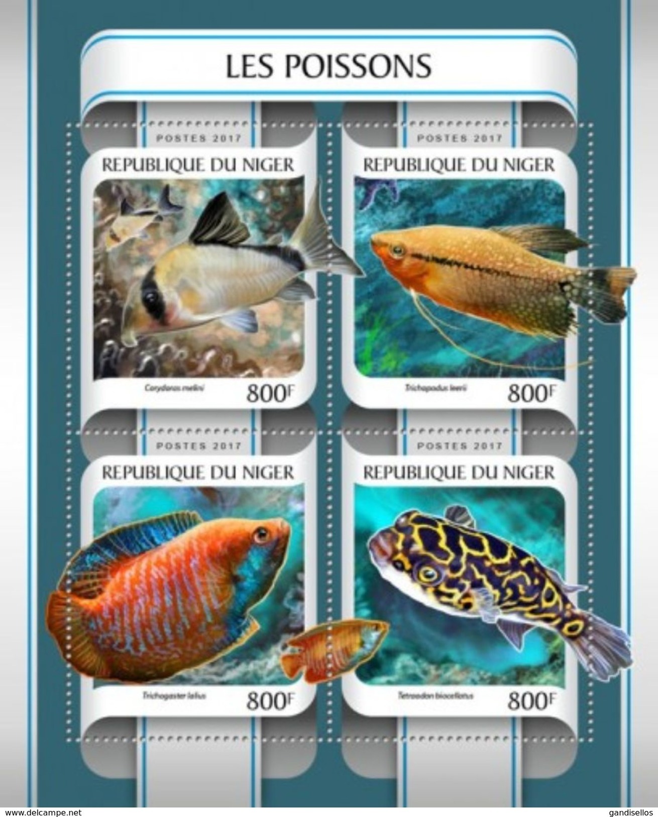 NIGER 2017 SHEET FISHES POISSONS PEIXES PECES MARINE LIFE Nig17211a - Niger (1960-...)