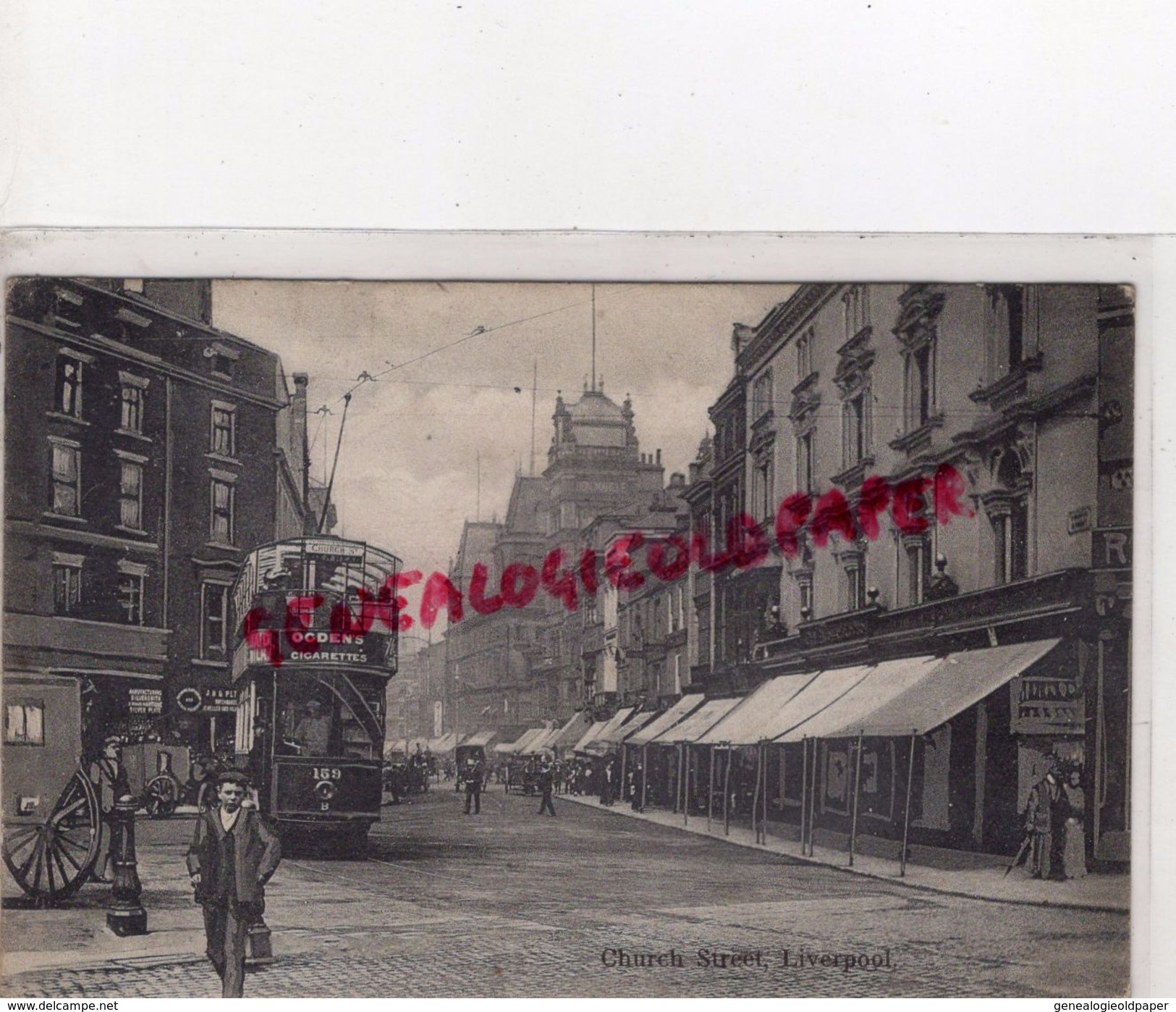 ANGLETERRE - LIVERPOOL- CHURCH STREET  TRAMWAY OCDEN'S CIGARETTES   1909 - Liverpool
