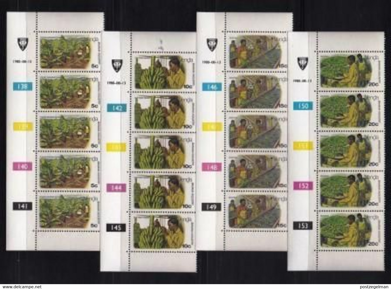 VENDA, 1980, Mint Never Hinged Stamps In Control Blocks, MI 30-33, Banana Cultivations, X304 - Venda