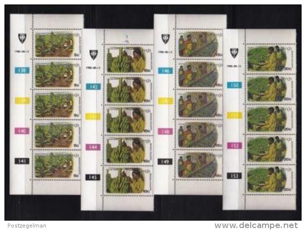 VENDA, 1980, Mint Never Hinged Stamps In Control Blocks, MI 34-37, Butterflies, X305 - Venda